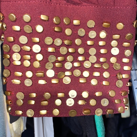 Asymmetric maroon blouse w embellished cuffs - Medium - Picture 9 of 9